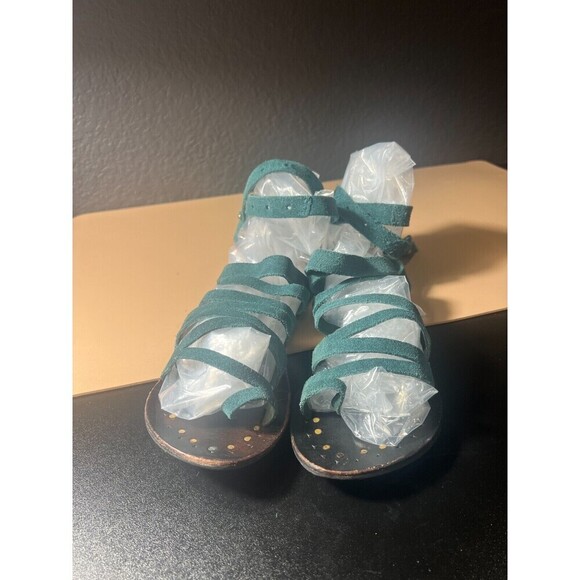 Free People Shoes - Free People Sunever Suede Gladiator Sandals Womens Size 37 Green  Strappy Buckle